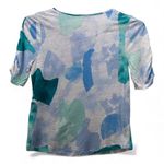 Chico's Linen Ruched Top Blue Small Lightweight Breathable Photo 1