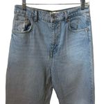 ZARA 90’s Full Length Wide Leg Light Wash Size 8 Ridged Cotton Raw Hem Jeans. Photo 2