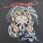 Ed Hardy  Flaming Skull Black Crop Top Size S/M Photo 1