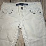 Almost Famous Premium White Studded Denim Capris Women’s 7 Low Rise Jeans Y2K Photo 8