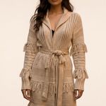 Chelsea and Violet Western Fringe Boho Dusty Rose Belted Long Cardigan Sz S Photo 0