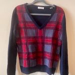 Equipment  Wool/Yak blend plaid v-neck pullover sweater size medium Photo 3