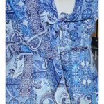 Lulus NWT Wings of Love Blue Print Maxi Dress Size S Flutter Sleeve V-Neck Photo 2