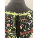 Meghan Los Angeles Womens Sz S Trapeze Aztec Artsy Halter Black Neon Mini Dress Photo 3