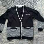 Vintage A’Milano Striped Cardigan/Sleeveless Mockneck Sweater Black White Medium Photo 0