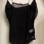 Blue Blush  Los Angeles Ruched Black Square Neck Bodysuit Photo 1