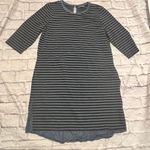 J.Jill Striped Cotton Knit Dress with Chambray Hem Detail‎ Medium Blue Photo 0