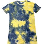 Elodie  Dress Tie Dye Blue Yellow Crew Neck T Shirt Dress Size Women's Small Photo 0
