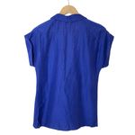 Reiss  Ruffled V-Neck Full Zipper Front Violet Blue Lightweight Blouse, Small Photo 3