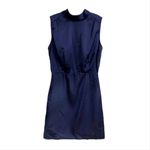 NWOT Lulus Classic Elegance Navy Satin Sleeveless Mock Neck Mini Dress Size M Blue Size M Photo 2