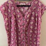 White Stuff Brand from U.K. Button Up Pink Floral Swiss Dotted Shirt, Worn 1X! Size 16 Photo 0