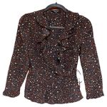 Madewell  Silk Ruffle-Hem Wrap Top in Starry Night Size Extra Small Photo 1