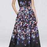 Morgan & Co floral lace up the back tulles slip Hi Low satin gown size 14 Photo 1