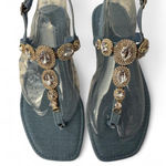 Hot Miami shoes and jeans, embellished sandals size 7 1/2 brand new with box Blue Photo 1