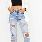 KanCan USA NWT Kancan Collie Super High Rise Distressed Frayed Hem Mom Jeans Size 7/27 Photo 0