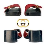 Gucci | 5.5 | Red Ponyhair Gold Buckle Studded Wood Block Heel Slide Sandals Photo 6