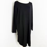 Eileen Fisher  Black Ballet Neck Viscose Jersey Dress – Size Medium Photo 4