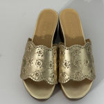 Jack Rogers Rory Floral Gold Platinum Wedge Sandals Size 8 Photo 5
