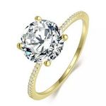 Sterling Silver SIZE 7 18kt Gold Plated 925  3Ct Engagement Wedding Ring Photo 0