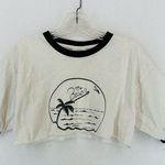 Bayside Heavyweight Ringer Cropped T Shirt The Beach Medium White Photo 0
