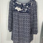 Como vintage Come Vintage  Blue Flower Floral 3/4 Sleeve Henley Scoop Neck Top Size XL NWT Photo 1