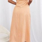 Polka Dot Print Split Thigh Halter Dress Orange Size L Photo 1