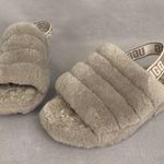 UGG  Fluff Yeah Slide Sandals Size 8 Gray Shearling Fuzzy Slippers Cozy Comfort Photo 0