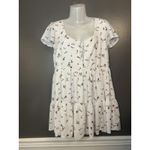 Urban Outfitters Dress Womens Medium White Pink Floral Tiered Babydoll Mini Photo 1