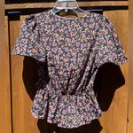 Band of Gypsies Nashville Surplice Top Black Floral Flutter Sleeve Size S Small Photo 1