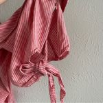 Free People  Get Down Top Red Striped Linen Blend One
Shoulder Blouse Siz… Photo 12