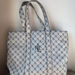 Ralph Lauren Ralph Lauren Vintage Gray Y2K Embroidered Monogram RL Print Open Tote Bag Photo 0