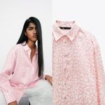 ZARA  Light Pink Patterned Satin Effect Blouse Size S Photo 3