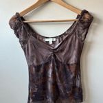 Thirty Thirty Mesh Floral Lace Top Brown Size M Photo 0