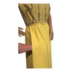 American Vintage Vintage 1950s Yellow Beaded & Sequin Pearl Embellished Sleeveless Gown | Large Photo 8