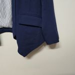 Quince Crepe Open Front Blazer Sz M Navy Blue Wrinklefree Career Shoulder Pads Photo 1