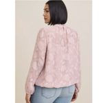 Torrid Pink Chiffon Clip Floral Bubble Hem Ruffle Neck Long Sleeve Blouse 1X Photo 3