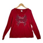 Harley Davidson  Red Waffle Knit Lightweight  Long Sleeve Shirt Size X-Large Photo 0