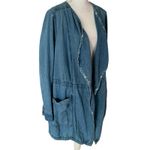 Hei Hei Anthropologie Size M Open Front Linen Blend Denim Jacket Pockets Blue Size M Photo 3