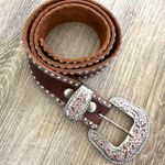 Leather Rock leather brown pink rhinestone belt Photo 0