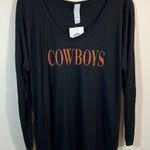 District Women’s Black Oklahoma Cowboys Long Sleeve Top Medium NWT Photo 0