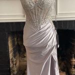 Boutique Sparkly corset crystal corset silver prom dress formal dress evening gown sz 0 Photo 0