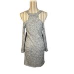 Charlotte Russe  Gray Stretch Cold Shoulder Long Sleeve V-Neck Dress Women Sz XS Photo 5