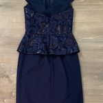 Terani Couture Sequin Peplum Navy Blue Dress Size 4 Photo 1
