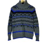 Madewell Ice Block Turtleneck Sweater Womens S Gray Fair Isle Knit Cozy Nordic Photo 0