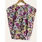 CAbi Eden Multicolor Floral Print Short Sleeve Faux Wrap V-Neck Top Size Small Photo 3