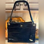 London Fog  Satchel Bag Black Brielle Croco Purse Photo 0