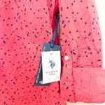 U.S. Polo Assn. Womens Button Down Shirt Size L Pink Polka Dot Retro Office Preppy Photo 3