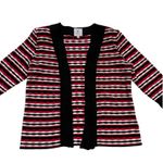 Toula Cardigan Sweater Black Red White Ruched 3/4 Sleeve Open Front Large Photo 11