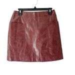 Maeve  Anthropologie Faux Leather Vinyl Look Wine Burgundy Mini Skirt NWOT size 6 Photo 3