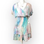 Parker  Revolve Pastel Swirl Watercolor Smocked boho Silk NWT Dress Size‎ S Photo 4